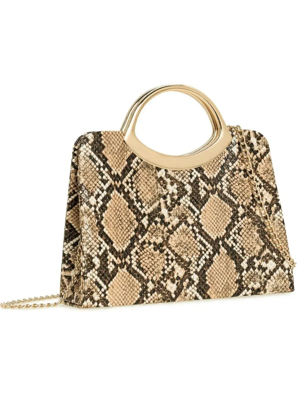 👜Women's Snake Beige Small Dressy Evening Handbag Circle Handle Elegant Purse